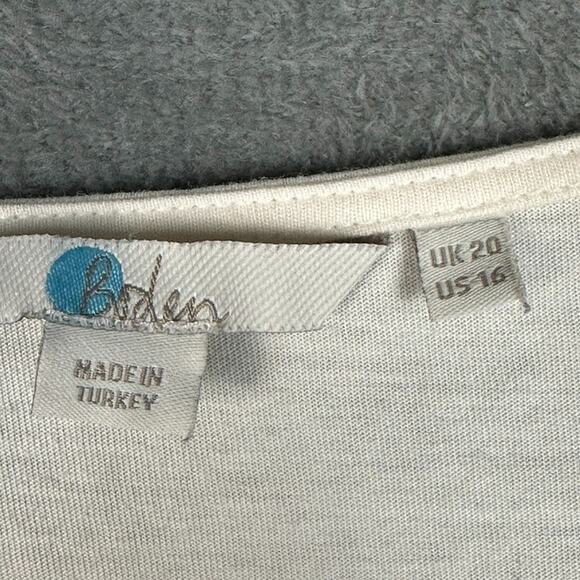 Boden Top Womens 16 Cream Short Sleeve Preppy Career Minimalist Blouse Neutral - Picture 5 of 11